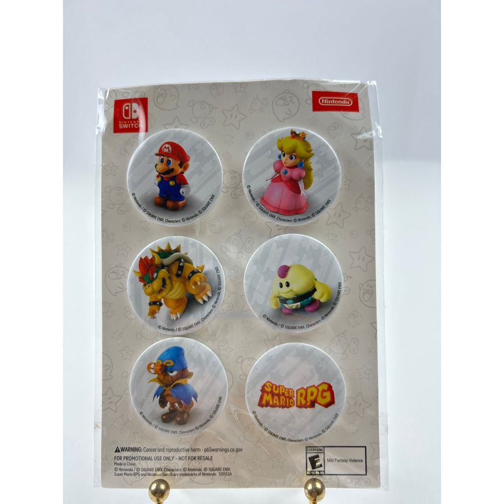 Super Mario RPG 6 Pack Promotional Nintendo Switch Button Pin GameStop Sealed